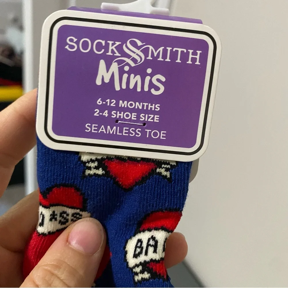 Sock smith graphic baby socks blue hearts comical humor novelty